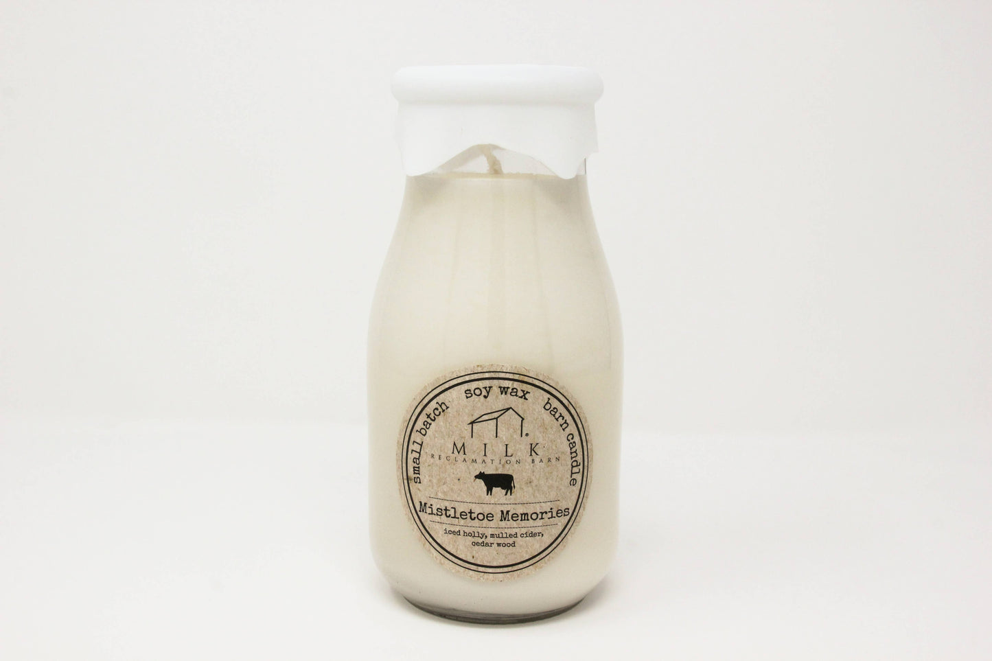 Milk Bottle Candle Mistletoe Memories (Holly, Cider, Cedar)