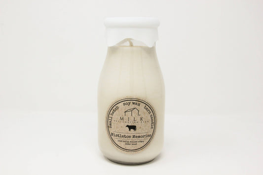 Milk Bottle Candle Mistletoe Memories (Holly, Cider, Cedar)