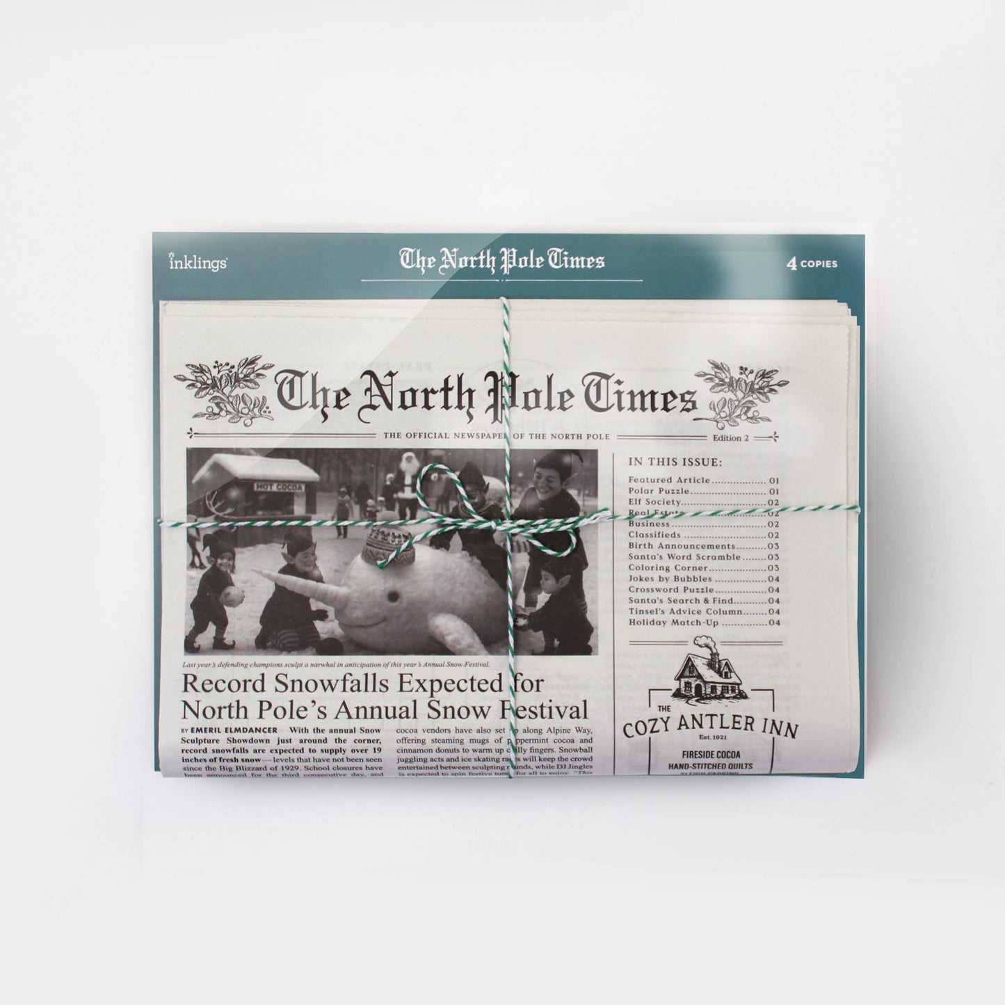 4pk North Pole Times Edition 2 - Newspaper and Gift Wrap