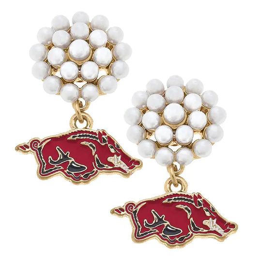 Razorback Pearl Cluster Earrings