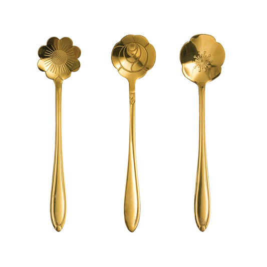 Stainless Steel Flower Shaped Spoon, Set of 3