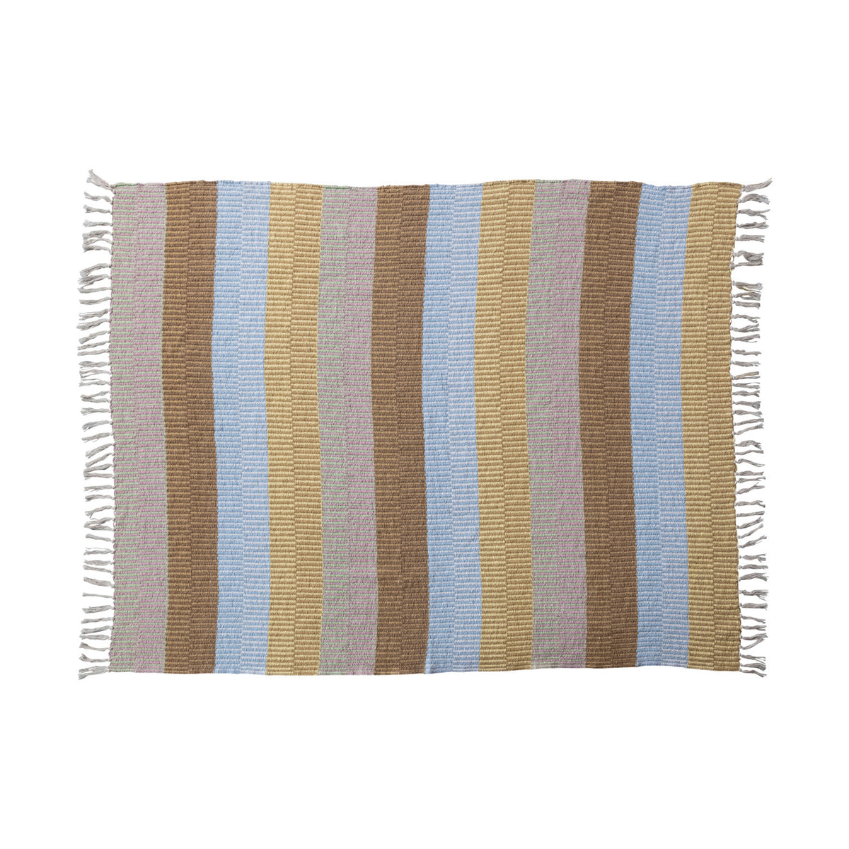 The Meadow multicolor striped recycled cotton throw blanket with fringe