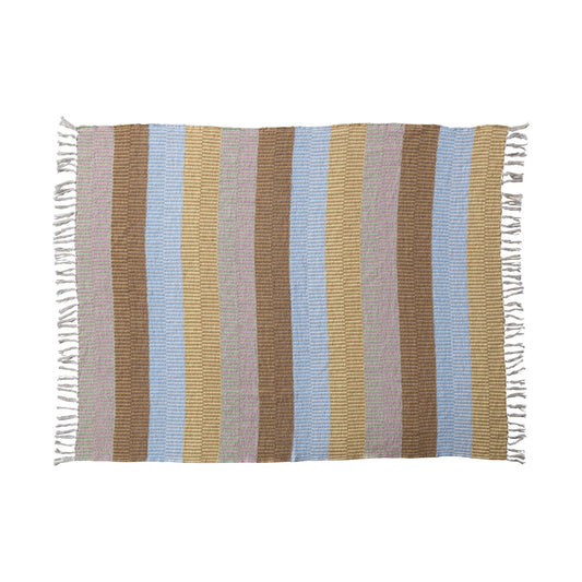 The Meadow multicolor striped recycled cotton throw blanket with fringe