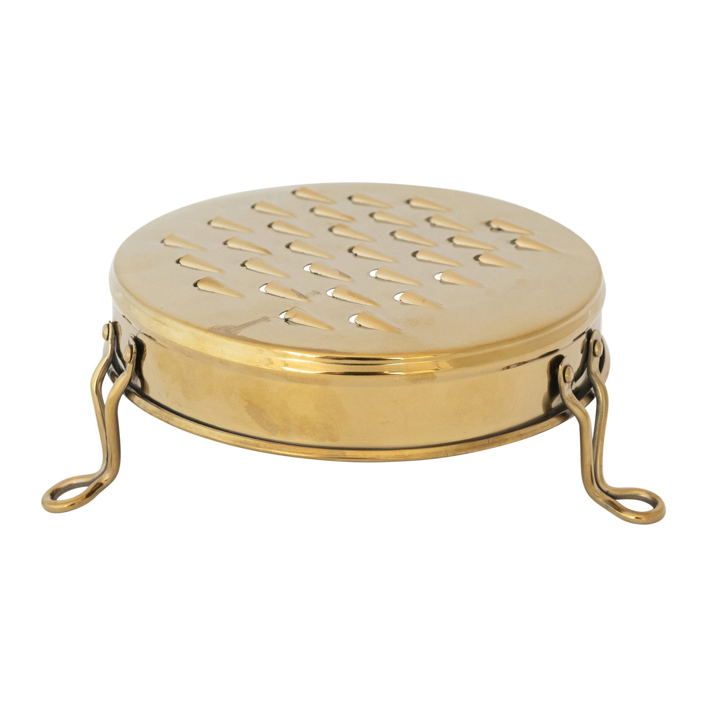 Marlow gold stainless steel footed cheese grater with round vintage-inspired design