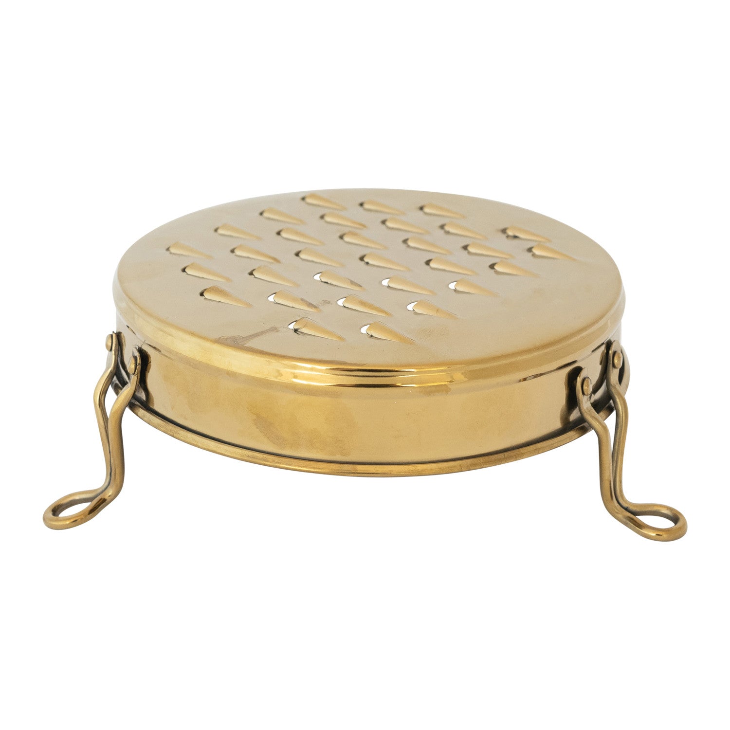 Marlow gold stainless steel footed cheese grater with round vintage-inspired design