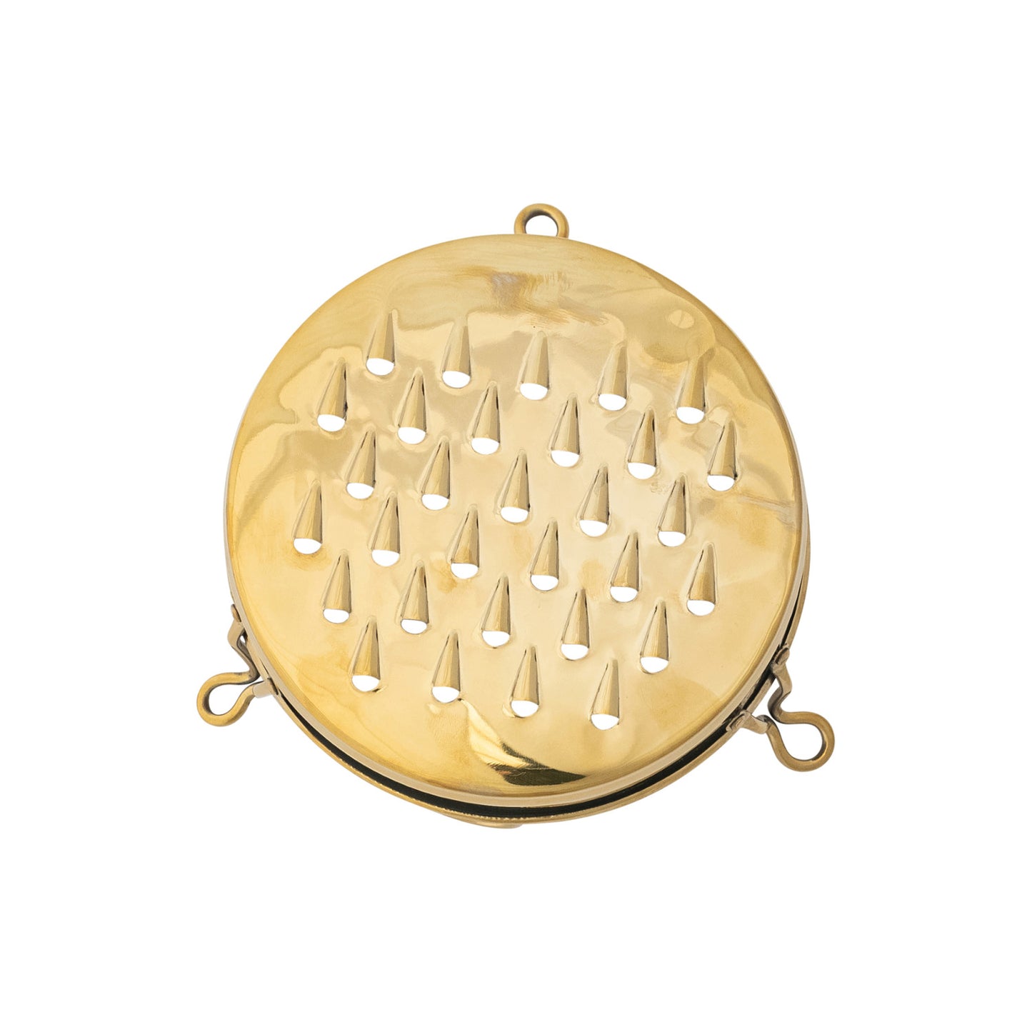 Marlow gold stainless steel footed cheese grater with round vintage-inspired design