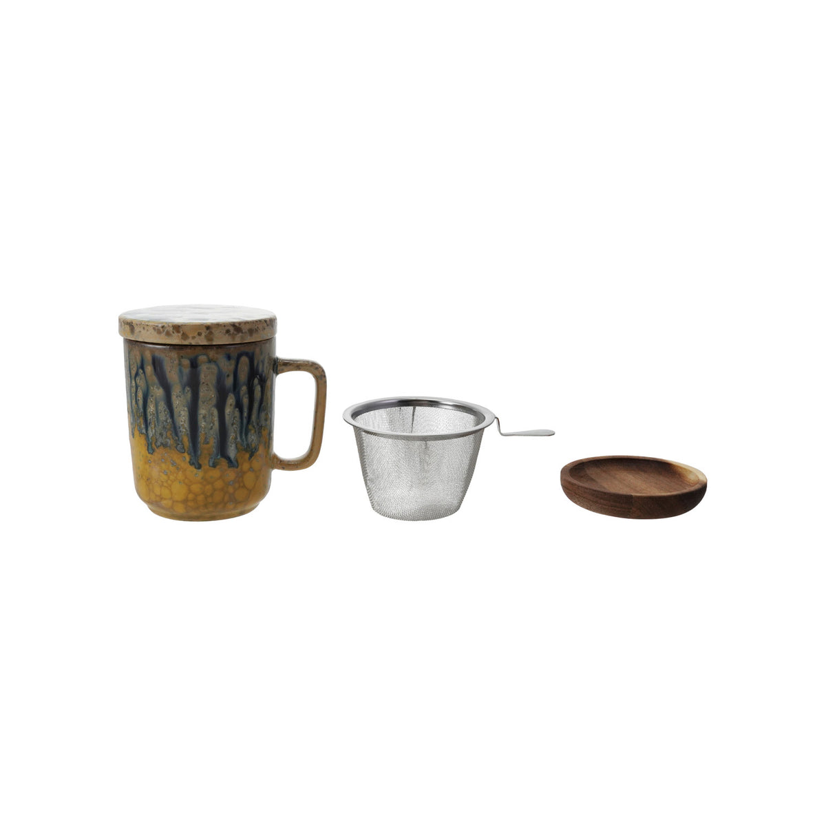 The Hearthstone Tea Infuser Mug | 10 oz. Stoneware Mug with Strainer & Lid