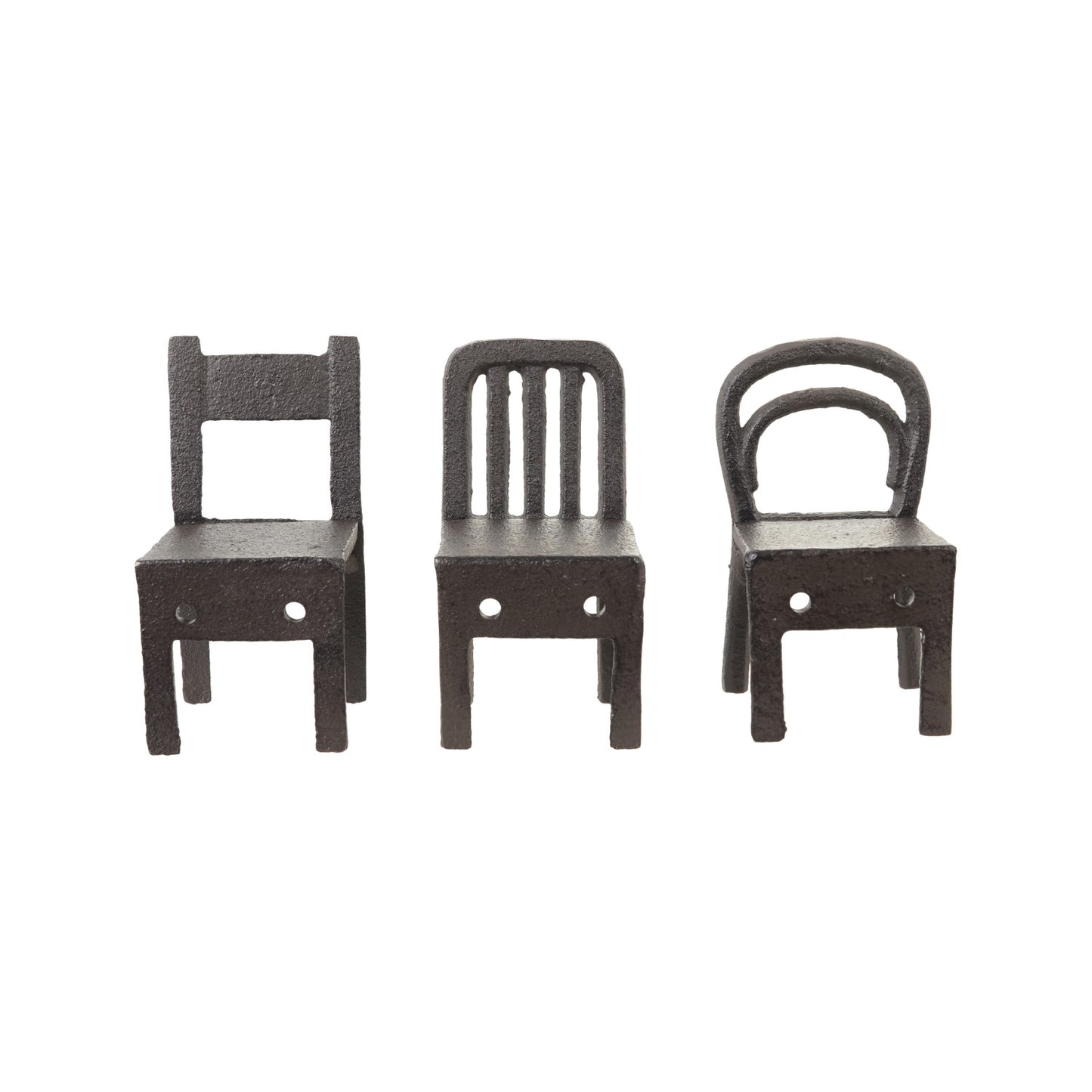 Black cast iron chair shaped wall hooks in Bentwood, Slat Back and Ladder Back styles