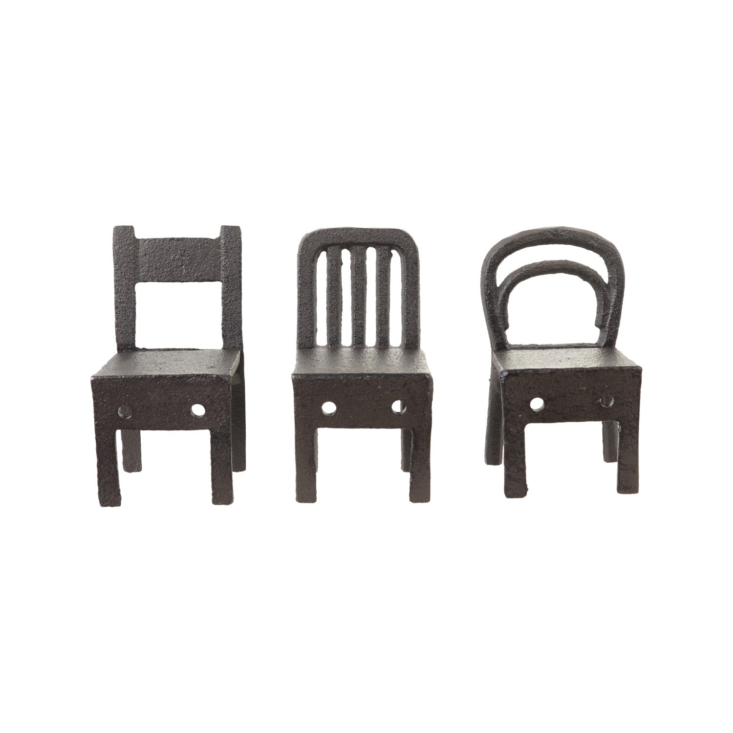 Black cast iron chair shaped wall hooks in Bentwood, Slat Back and Ladder Back styles