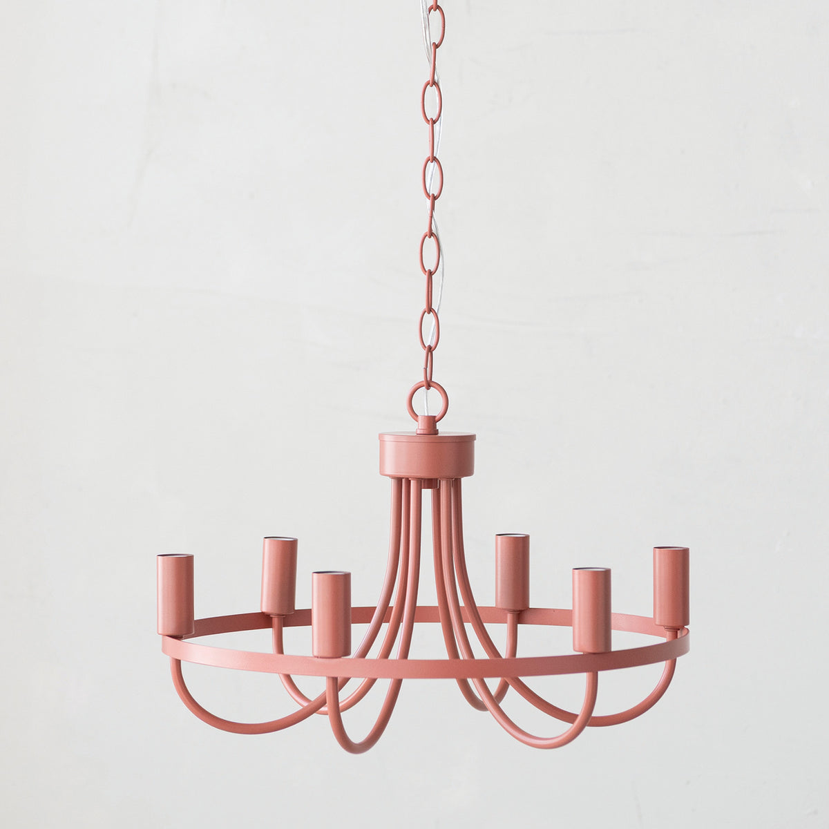 Sienna terracotta orange 6-light iron chandelier