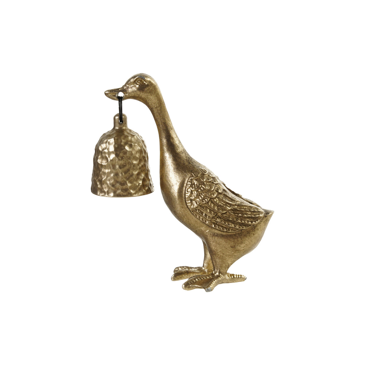 Antique gold duck candle snuffer with hammered bell

