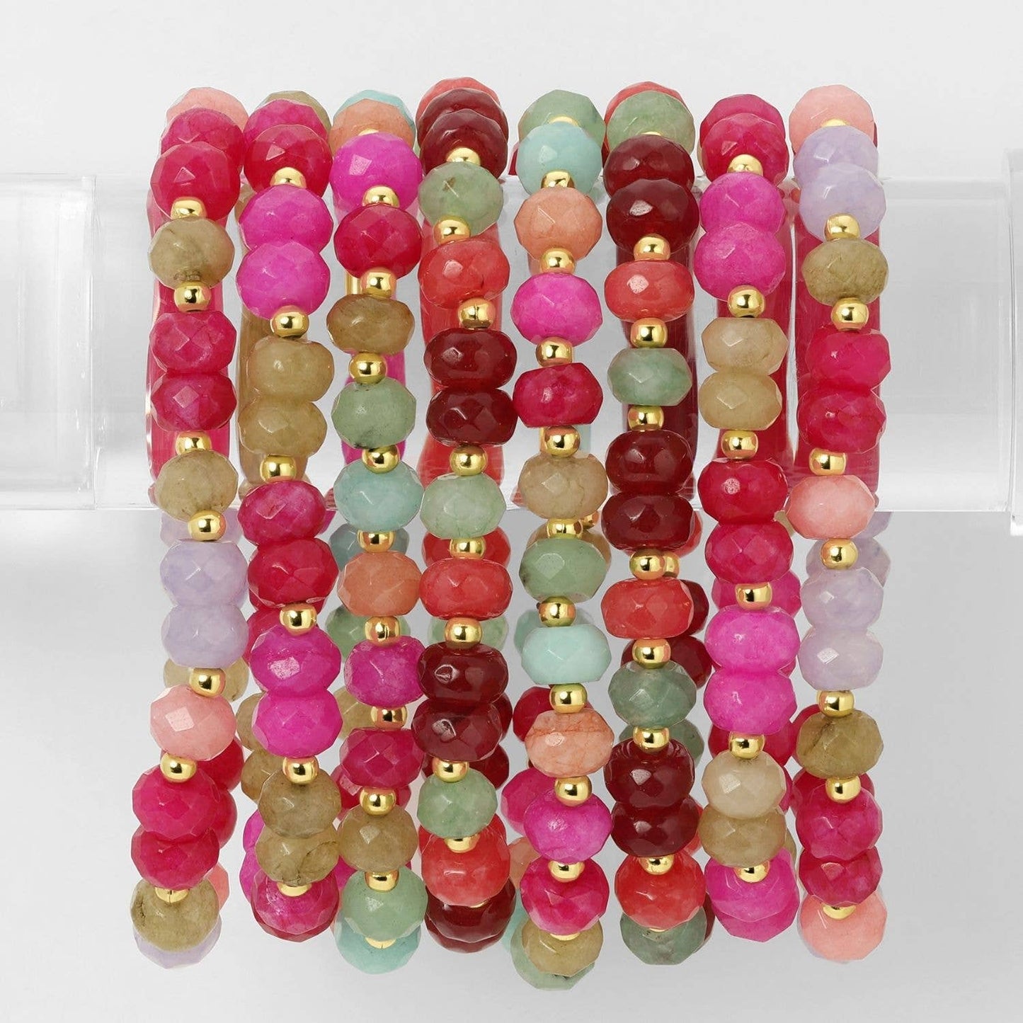 Large Stone Bracelets with Gold Bead Accents: Bright