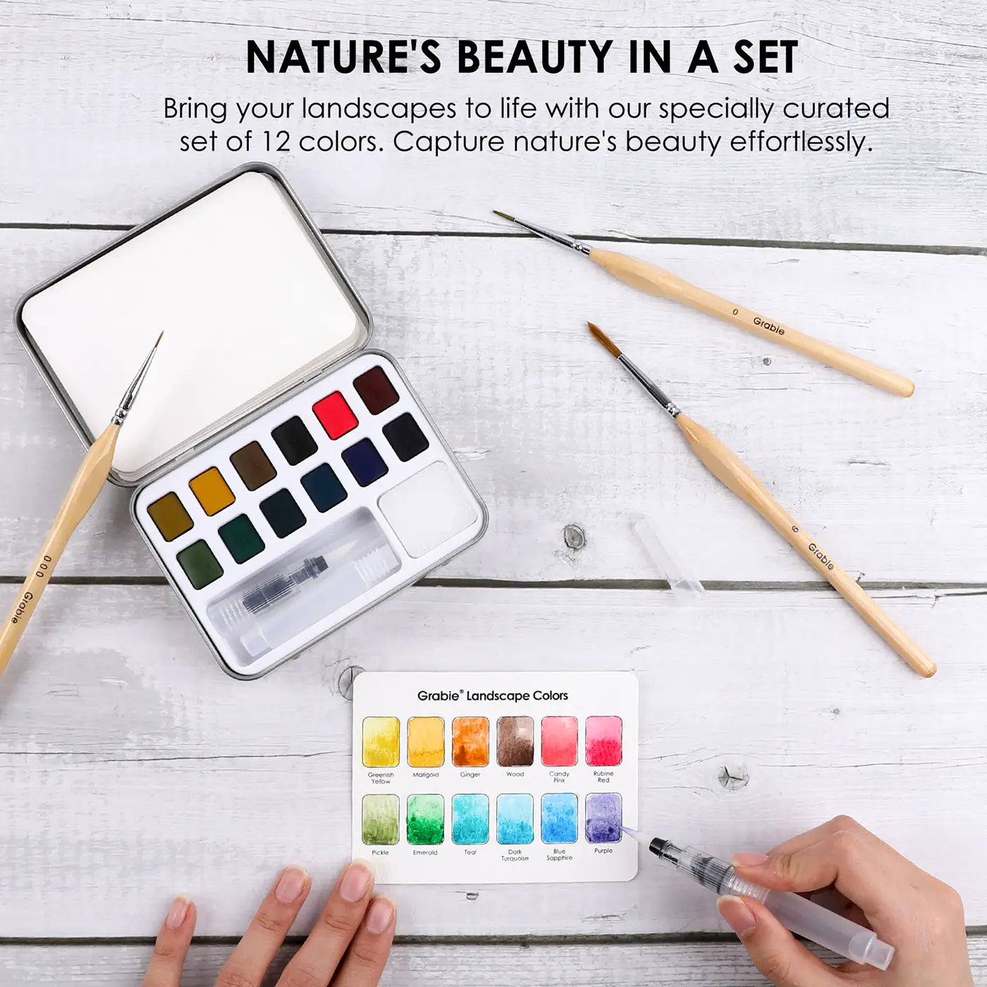 Watercolor Pocket Set of 12 with Brush - Landscape Colors