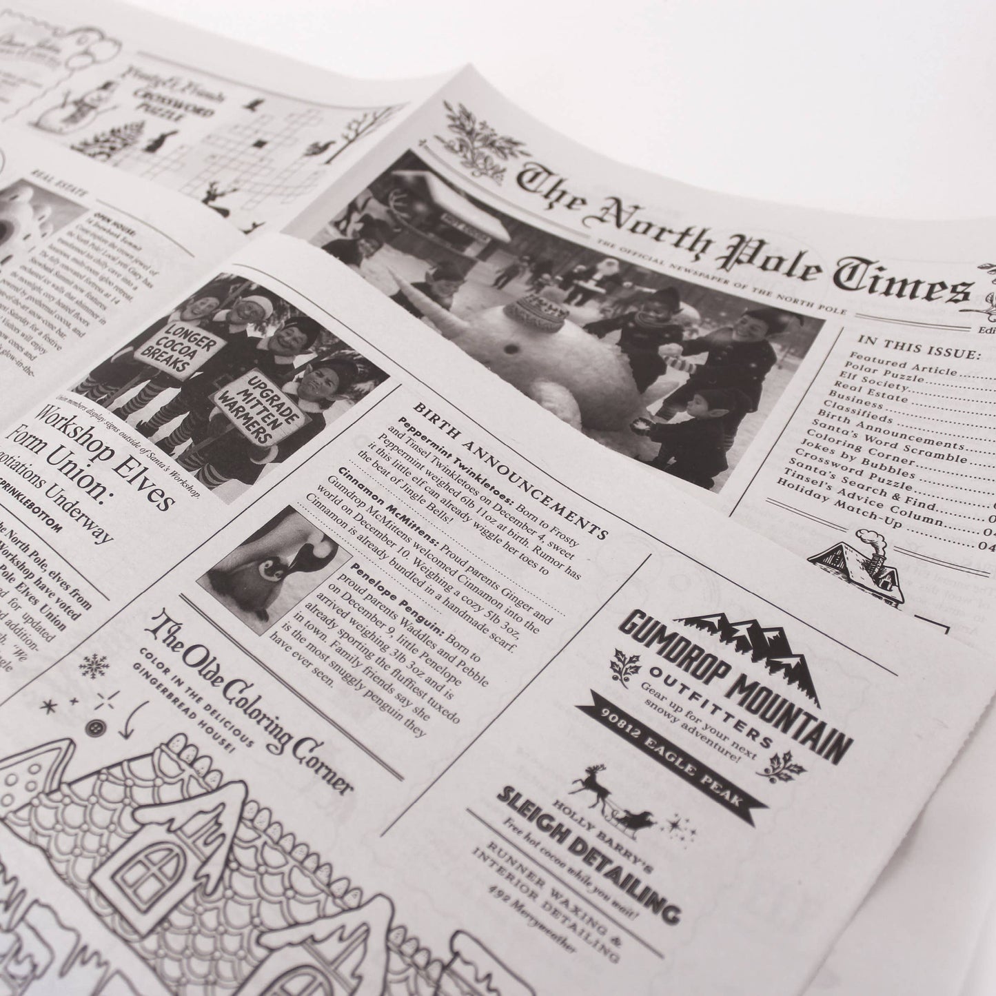 4pk North Pole Times Edition 2 - Newspaper and Gift Wrap