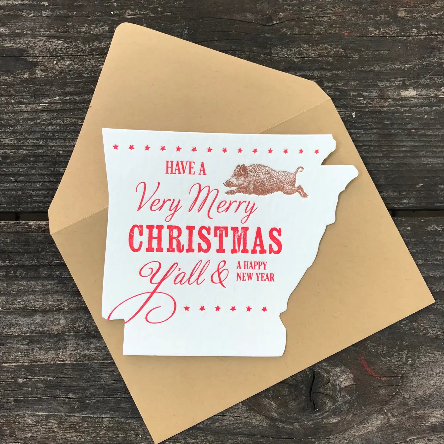Arkansas Holiday Die Cut Card