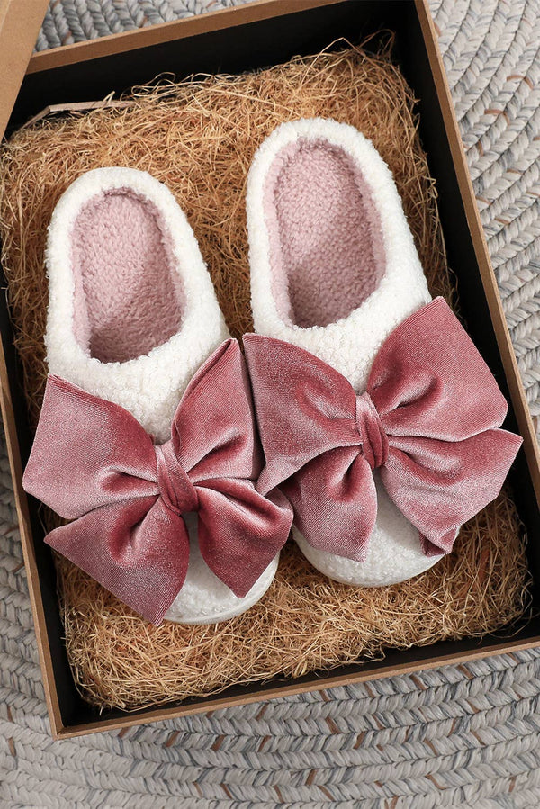 Pink Bow  Plush Slippers