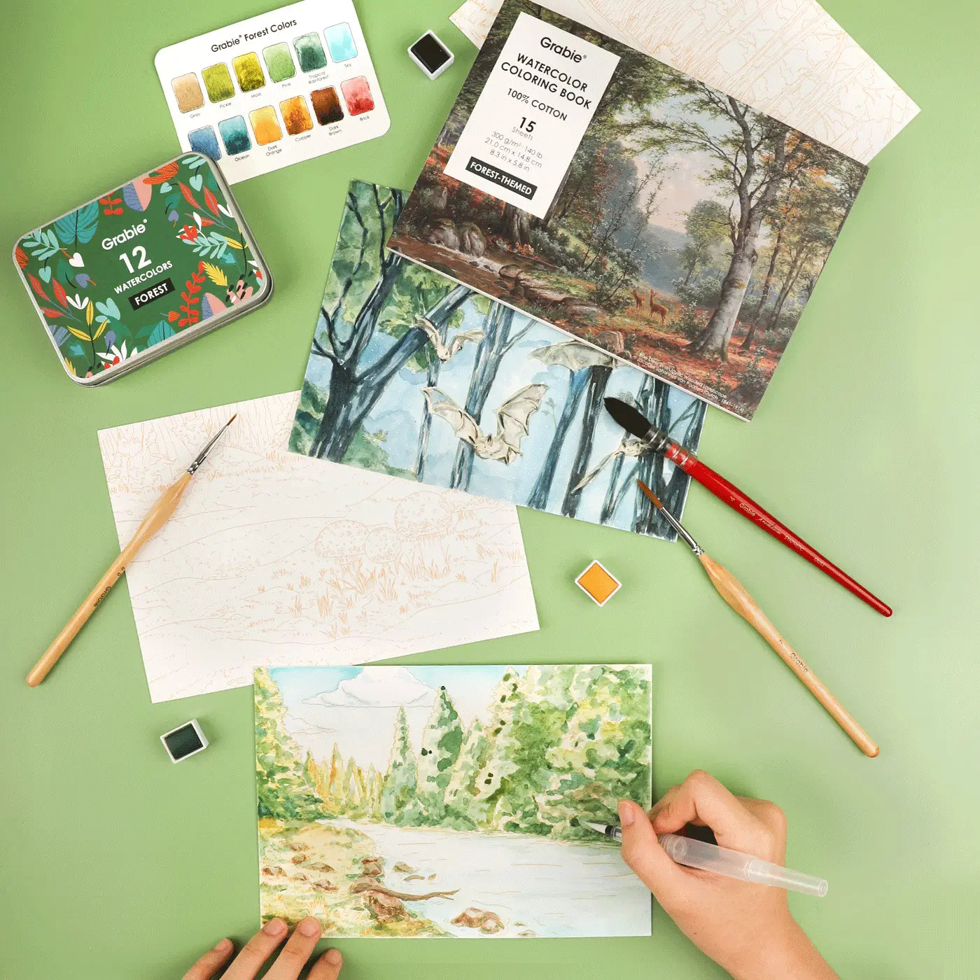 Forest Watercolor Coloring Book