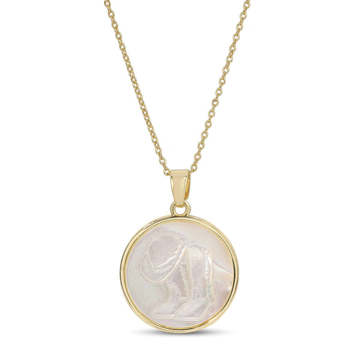 Cowgirl Spirit, Etched Shell Pendant Necklace