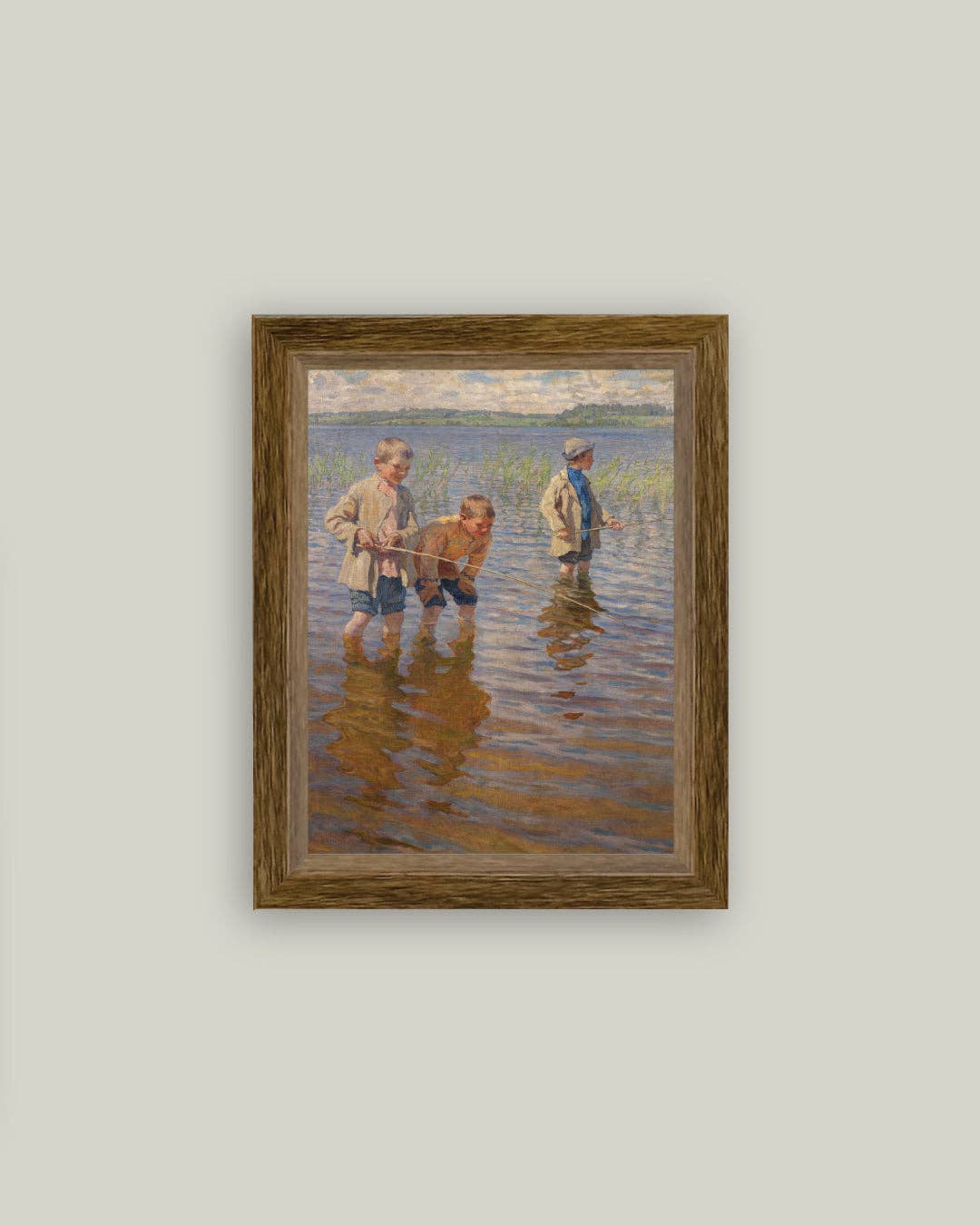Mid-Day Fishing Framed Antique Art: 5x7
