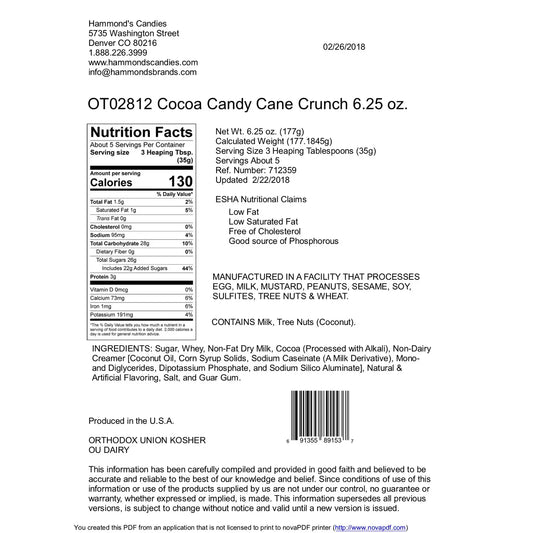 Candy Cane Crunch All-Natural Cocoa Mix 10oz Tin