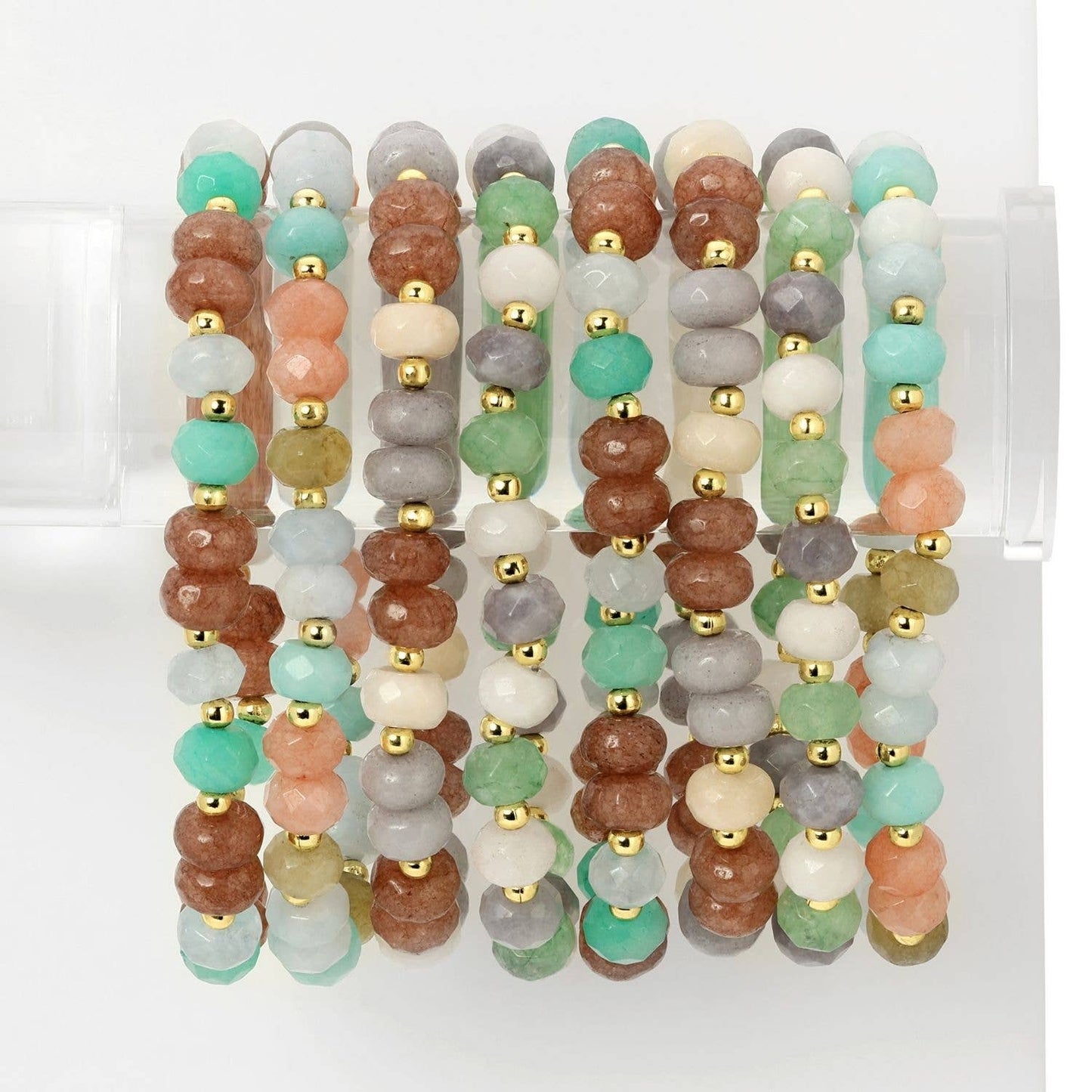 Large Stone Bracelets with Gold Bead Accents: Bright