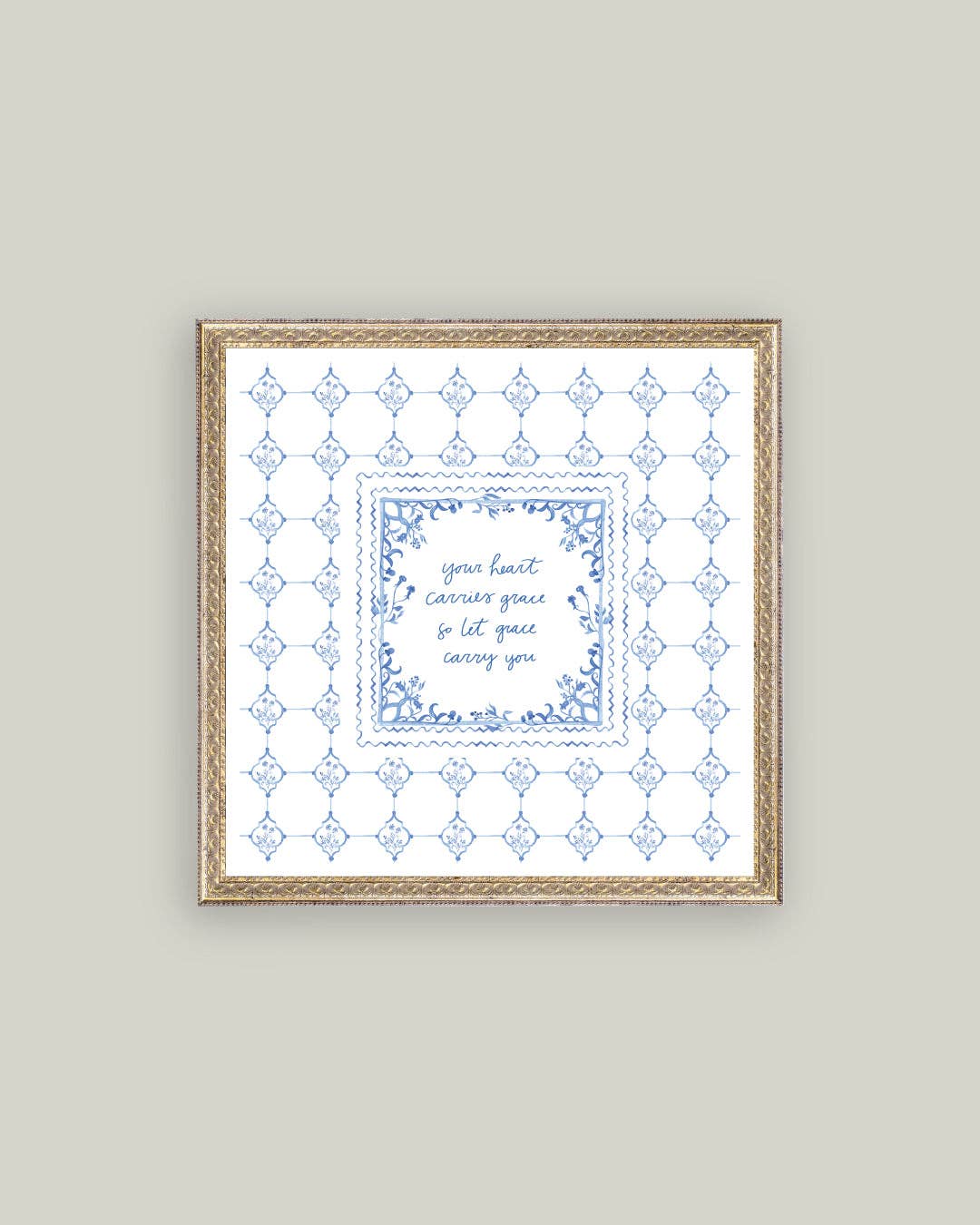 Your Heart Carries Grace Framed Antique Art: 9x9