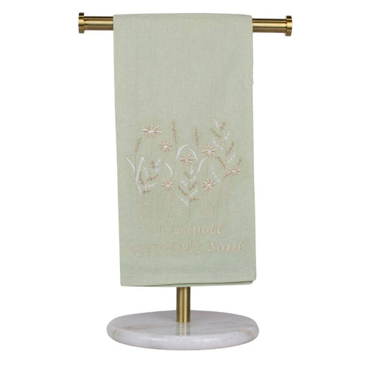 Well With My Soul Hand Towel   Green/Cream   20x28