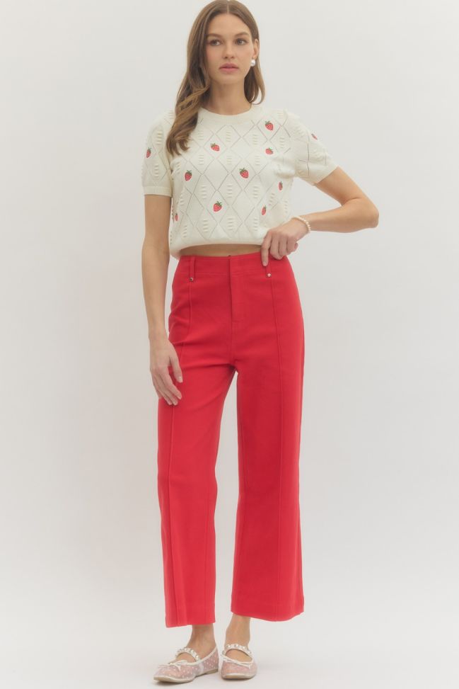 Clean Line High Rise Wide Leg Pants – Red
