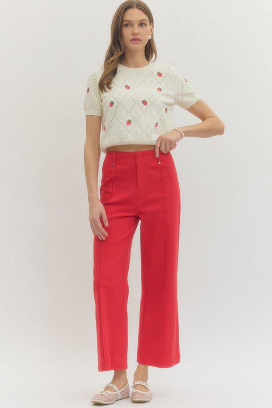 Clean Line High Rise Wide Leg Pants – Red