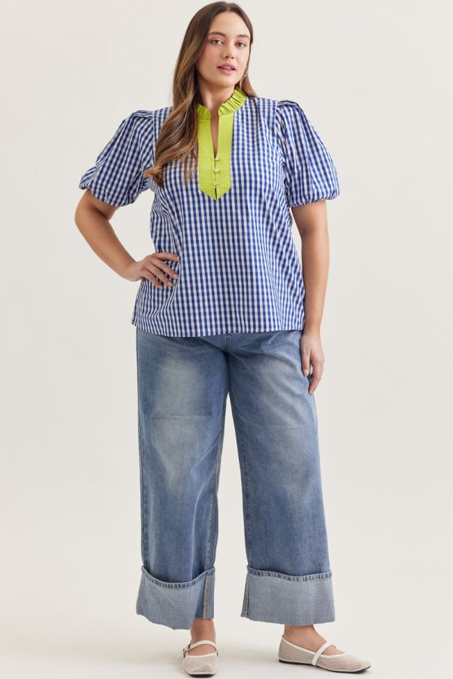 Countryside Charm Gingham Top- Plus