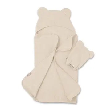 Linen Hooded Towel + Wash Mitt Set