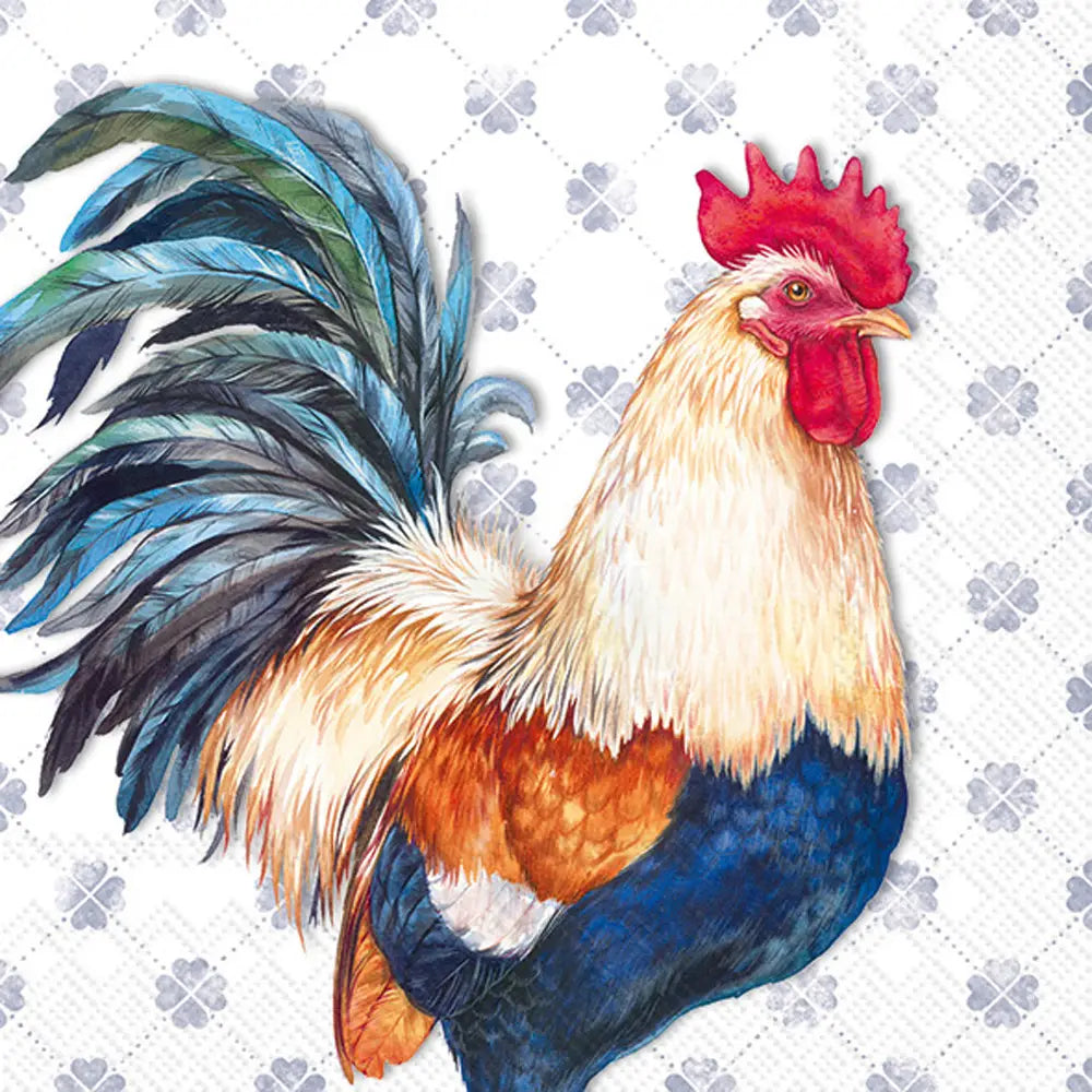 Albert Rooster Cocktail Napkin Blue