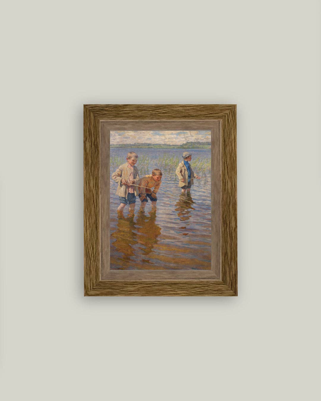 Mid-Day Fishing Framed Antique Art: 5x7