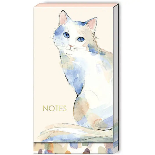 White Cat Foldover Notepad