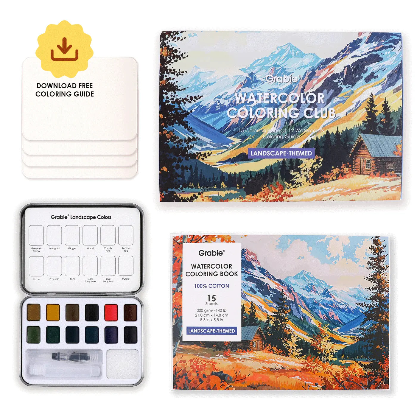 Landscape-Themed Watercolor Coloring Club Box