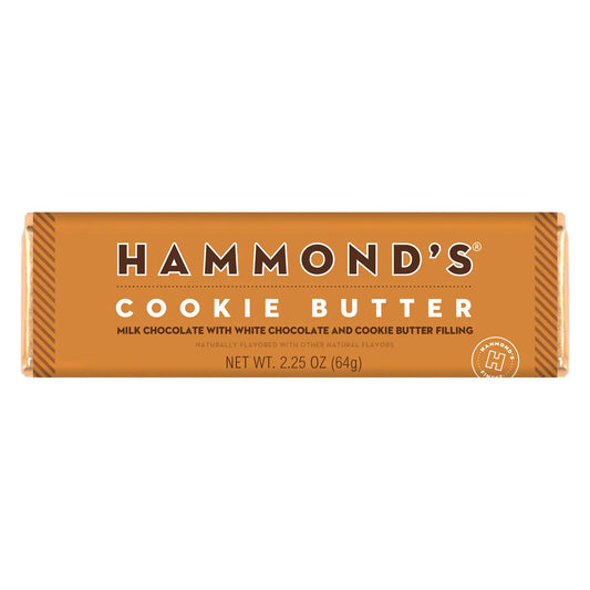 Hammond’s Cookie Butter milk chocolate candy bar with white chocolate and cookie butter filling