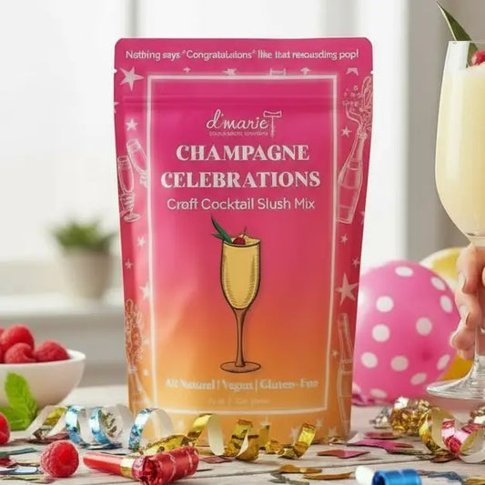 Frozen Champagne celebration cocktail made with D’Marie Slush Mix