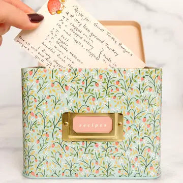 Strawberry Meadow Tin Recipe Box