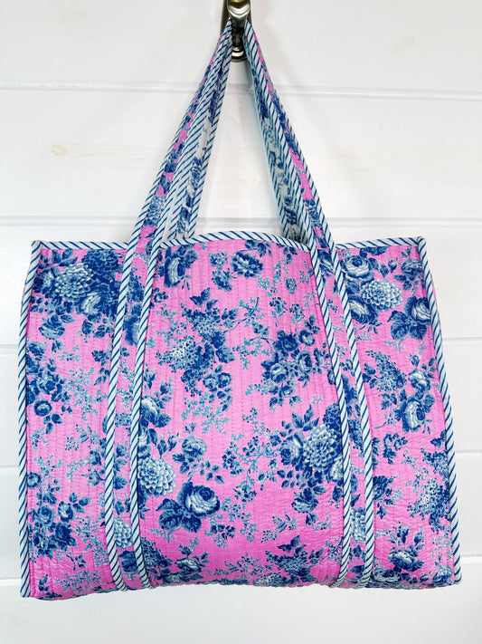 Quilted Tote Bags | Cottage Floral Bag | Tote Beach Bags