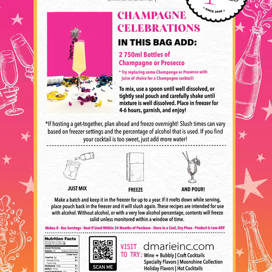 D’Marie Champagne Celebrations Craft Cocktail Slush Mix with Champagne cocktail