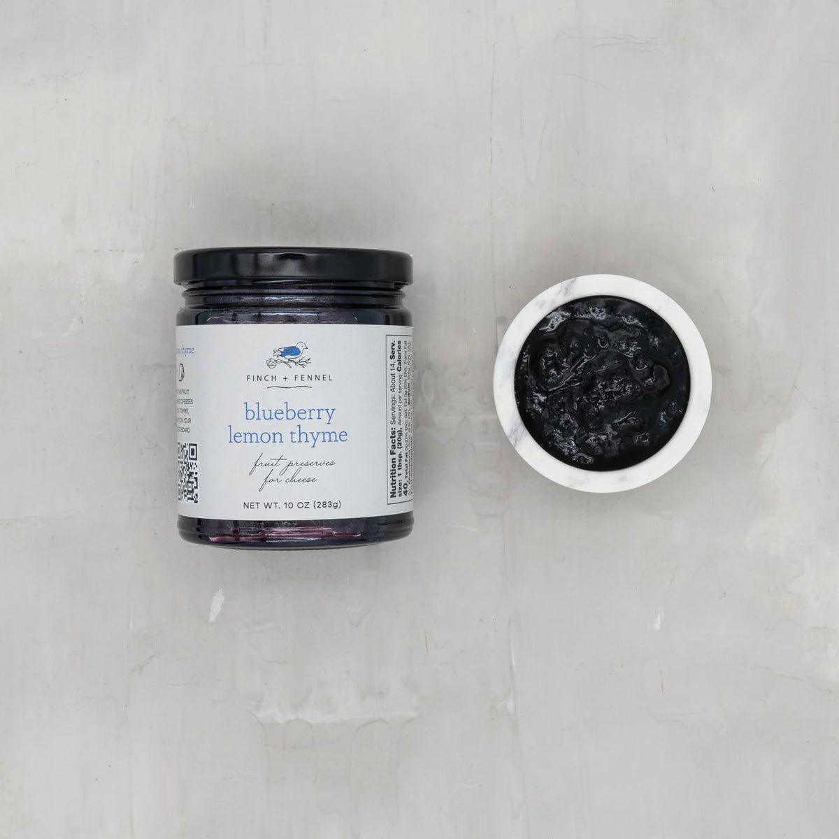 Finch + Fennel Blueberry Lemon Thyme Fruit Preserves for Cheese 10 oz jar for charcuterie boards