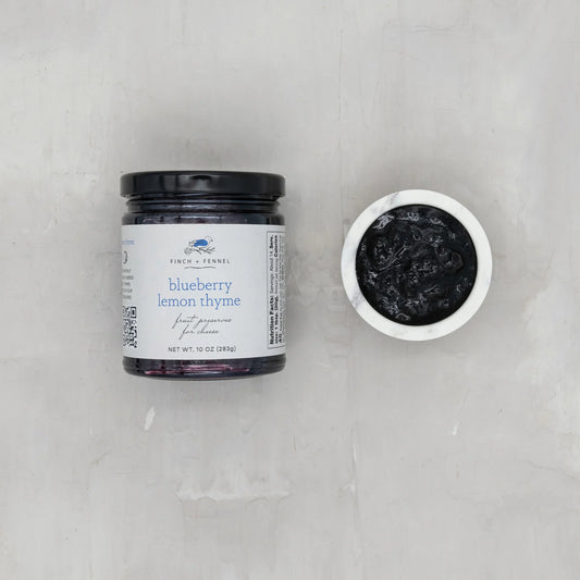 Finch + Fennel Blueberry Lemon Thyme Fruit Preserves for Cheese 10 oz jar for charcuterie boards