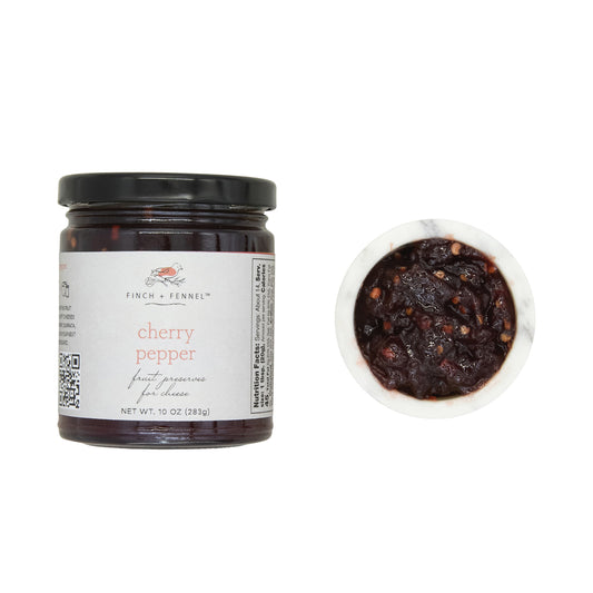 Finch + Fennel Cherry Pepper Fruit Preserves for Cheese 10 oz gourmet charcuterie spread