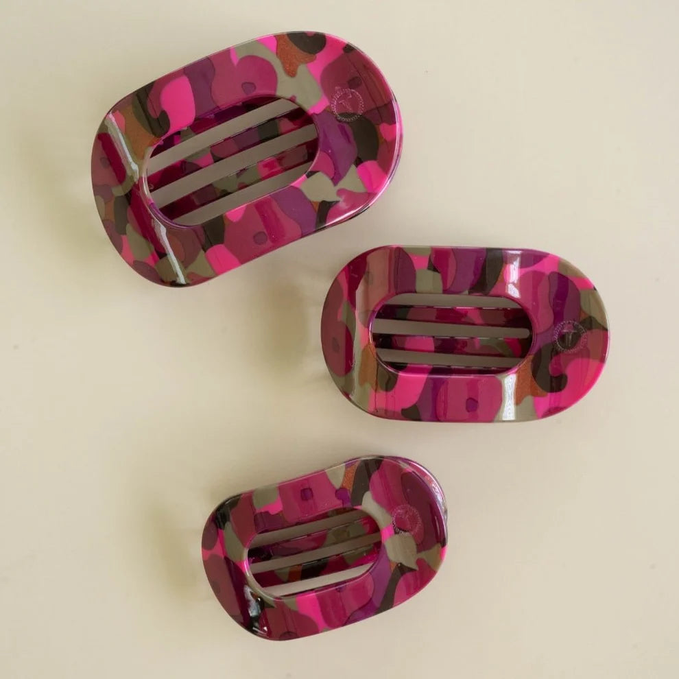 TELETIES Garden Glam floral Flat Round Hair Clips in Small Medium and Large sizes