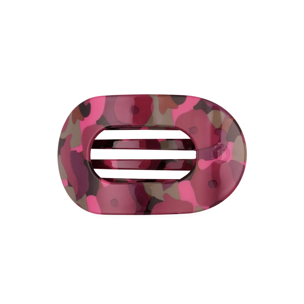 TELETIES Garden Glam floral Flat Round Hair Clip in pink plum sage and cream
