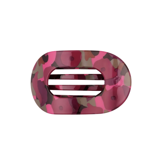 TELETIES Garden Glam floral Flat Round Hair Clip in pink plum sage and cream
