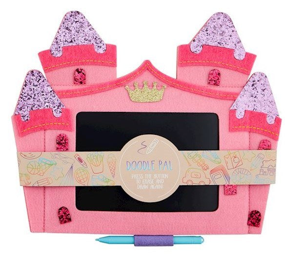 Pink princess castle LCD writing tablet for kids with stylus and felt case