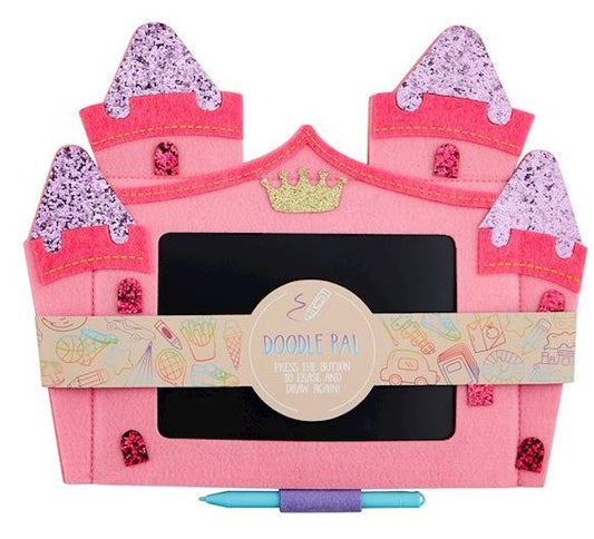Pink princess castle LCD writing tablet for kids with stylus and felt case