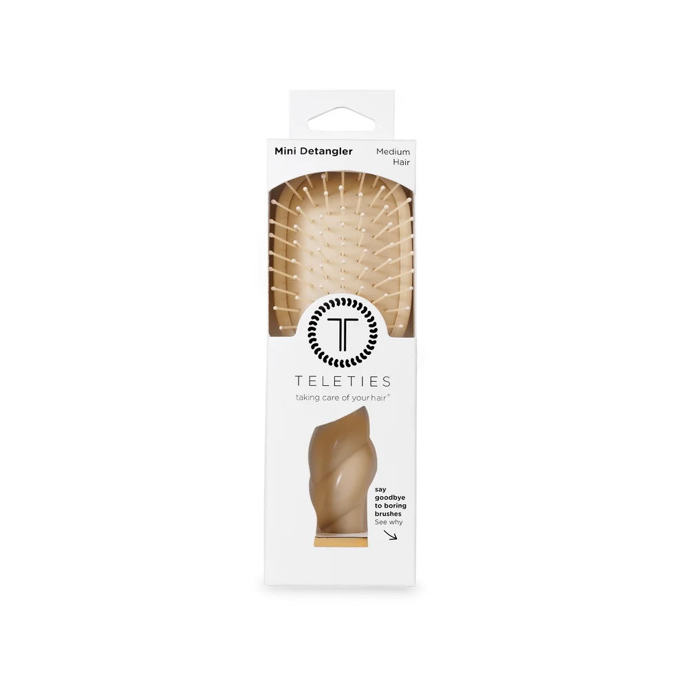 TELETIES Mini Detangler Hair Brush for medium hair in Tan retail packaging
