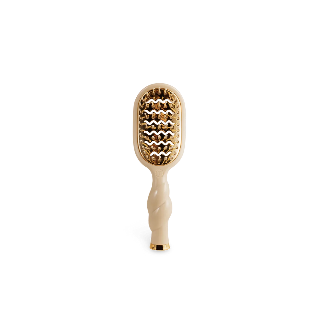 TELETIES Mini Vented Hair Brush in Tan with quick-heat plate and vented design